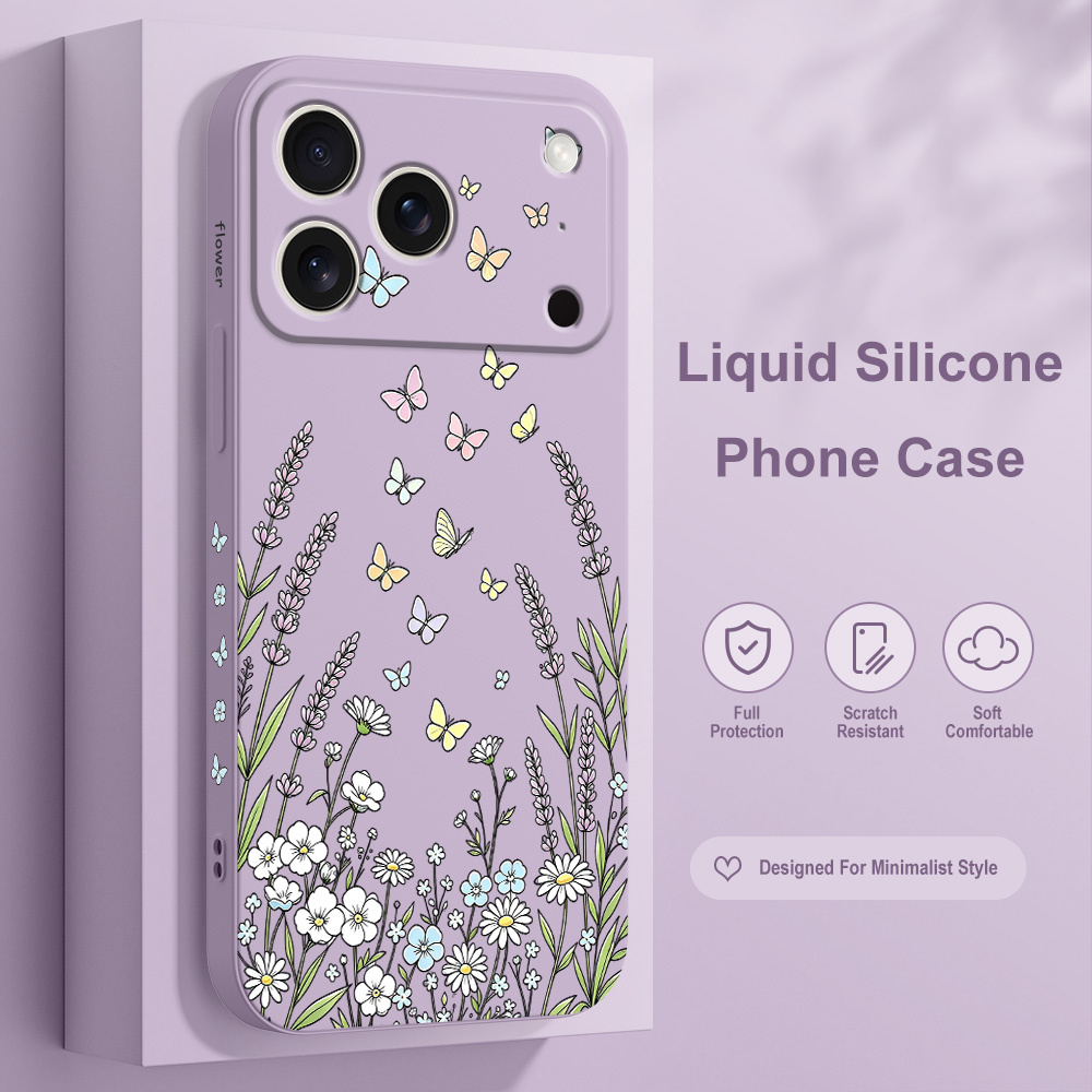 Silicone Liquid Case - Custodia per telefono con farfalla e