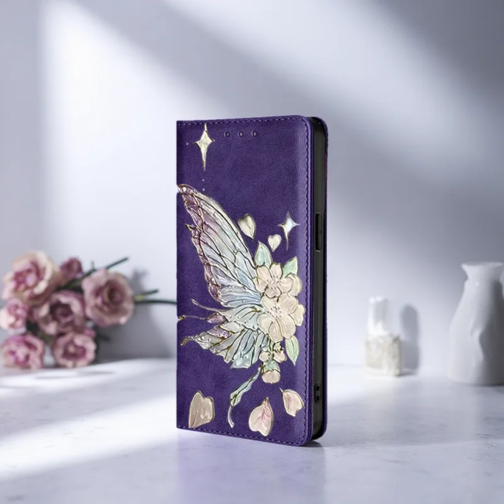 Flip Leather Case - Custodia a Portafoglio Magnetica in Pelle